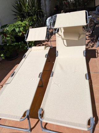 Tumbona plegable reclinable beige