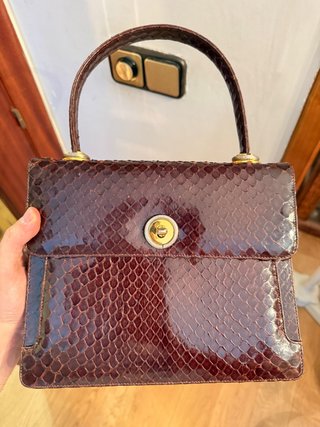 Bolso Piel Serpiente Marrón y Dorado
