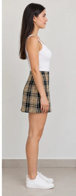 Falda cuadros S/36 beige y negro.
