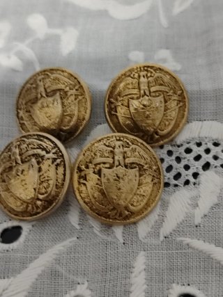 4 Botones Antiguos de Uniforme Dorados