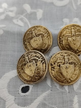 4 Botones Antiguos de Uniforme Dorados