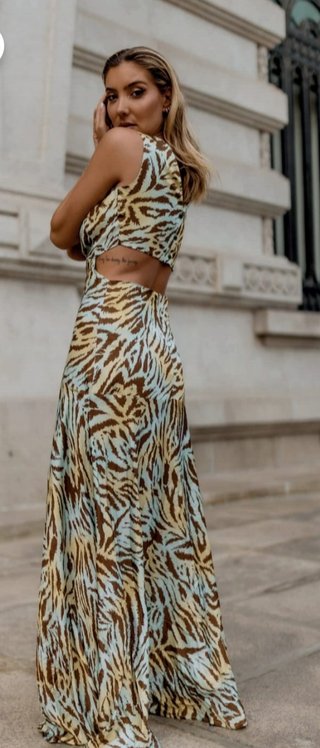 Vestido largo estampado animal print