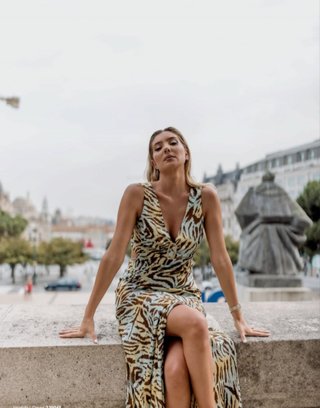 Vestido largo estampado animal print