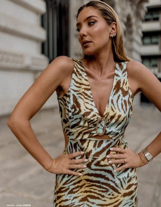 Vestido largo estampado animal print