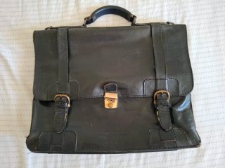 Maletín Cartera Cuero Auténtico Vintage Negro