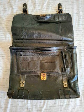 Maletín Cartera Cuero Auténtico Vintage Negro