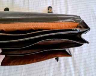 Maletín Cartera Cuero Auténtico Vintage Negro