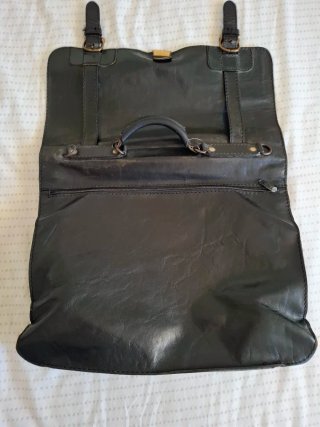 Maletín Cartera Cuero Auténtico Vintage Negro