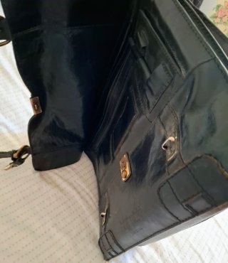 Maletín Cartera Cuero Auténtico Vintage Negro