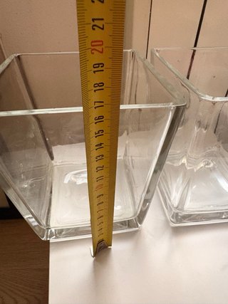 2 Jarrones Cristal Cubo 15cm