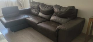 Sofá Chaiselongue Piel Marrón