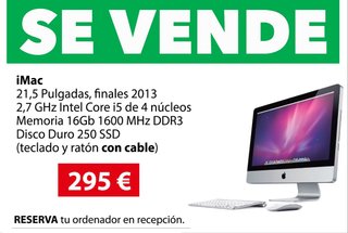 iMac 21,5 finales 2013 - 295€