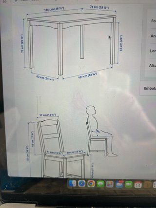Mesa y 4 Sillas de Comedor Madera