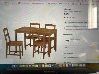 Mesa y 4 Sillas de Comedor Madera