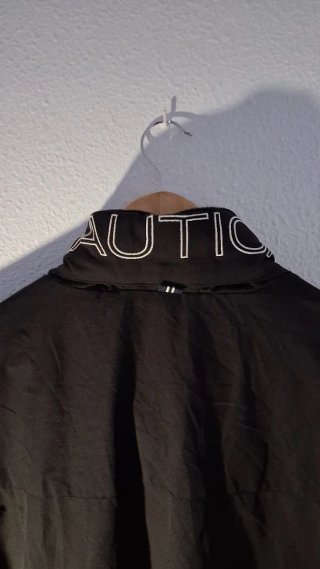 Chaqueta Nautica Negra Cuello Bordado