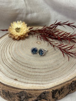 Pendientes Circonita Azul y Brillantes