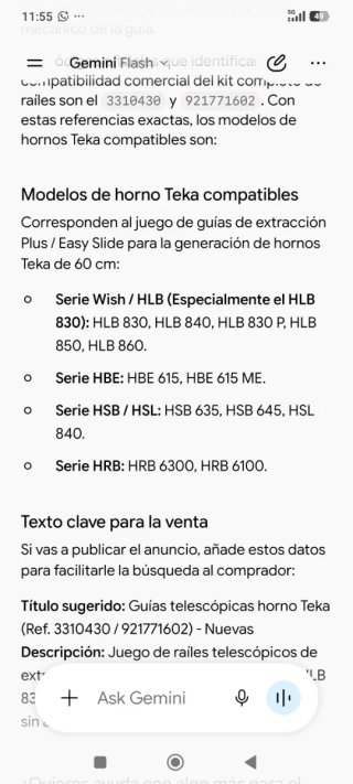TEKA Guías telescópicas horno extraíbles