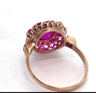 Anillo Oro 9k y Plata con Espinelas Rosas