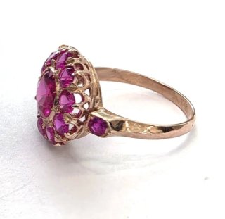 Anillo Oro 9k y Plata con Espinelas Rosas