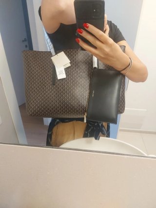 Borsa Calvin Klein grande marrone e nera