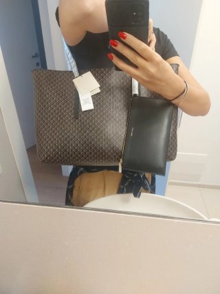 Borsa Calvin Klein grande marrone e nera
