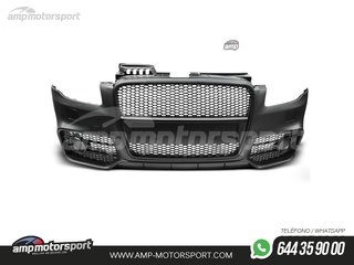 PARAGOLPES DELANTERO PARA AUDI A4 B7 LOOK RS4 NEGRO CON PDC Y SRA