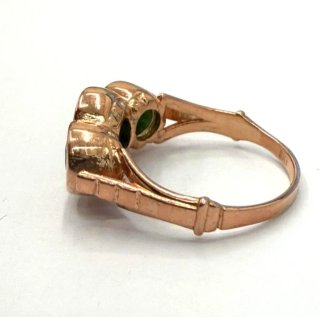 Anillo Oro 9k y Plata con Espinelas Verdes