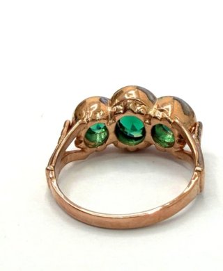 Anillo Oro 9k y Plata con Espinelas Verdes