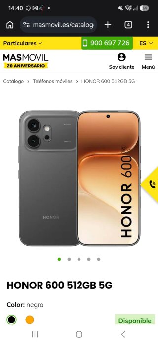 Honor 600 512GB Negro