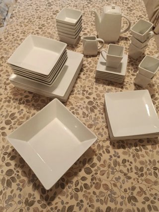 Vajilla Porcelana Blanca Cuadrada