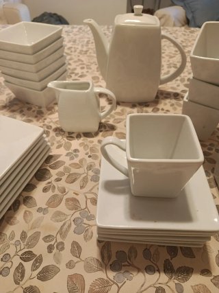 Vajilla Porcelana Blanca Cuadrada