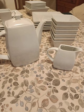 Vajilla Porcelana Blanca Cuadrada