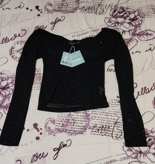Blusa Miss kimery transparente con brillos talla l
