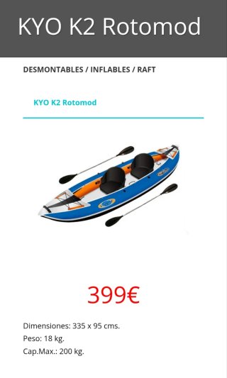 Kayak hinchable Rotomod KYO 2 plazas