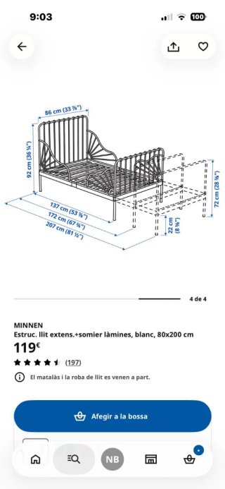 Cama infantil IKEA MINNEN blanca