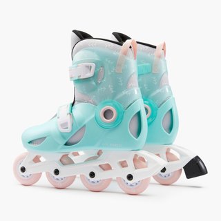 Patines Línea Niños Oxelo Ajustable 3 tallas Play 5 Menta