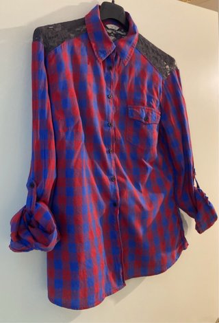 Camicia a quadri con pizzo