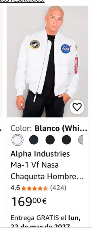 Chaqueta Bomber Alpha Industries NASA Talla L