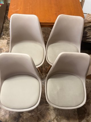 Sillas Comedor Beige Madera Plástico