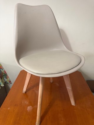 Sillas Comedor Beige Madera Plástico