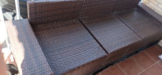 Sofá Exterior Mimbre Marrón y Beige