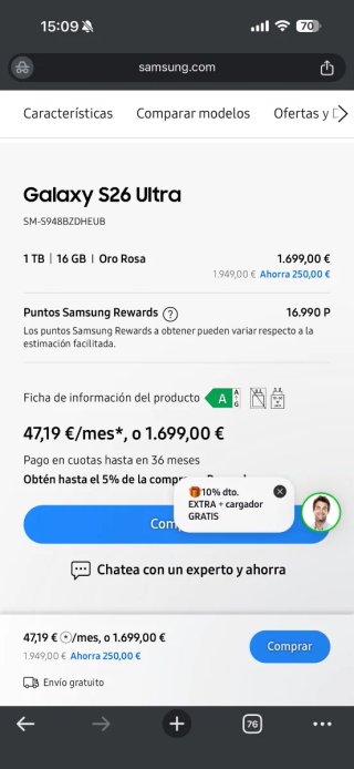 Samsung S26 Ultra 1TB/16GB como nuevo