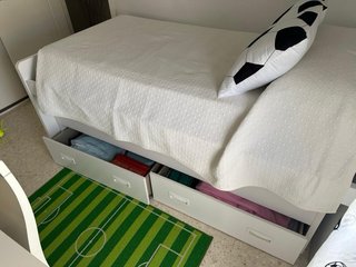 Cama nido blanca de madera con 2 camas y 2 cajones