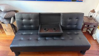 Sofá Cama Piel Sintética Negro