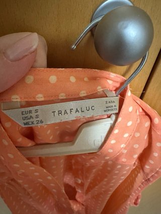 Blusa sin mangas lunares naranja y blanco, S,Zara