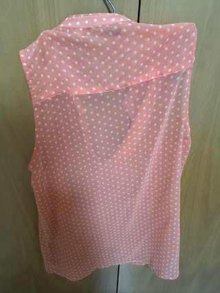 Blusa sin mangas lunares naranja y blanco, S,Zara