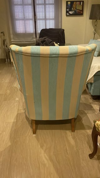 Pareja Sillones Orejeros Rayas Azul y Blanco