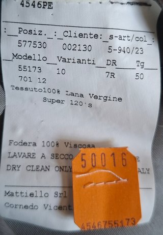 Abito completo Giorgio Varalli 100% Lana Tg50