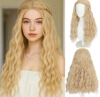 Peluca rubia ondulada + red +2 perchas para guarda