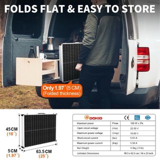 Panel Solar DOKIO 100W Plegable